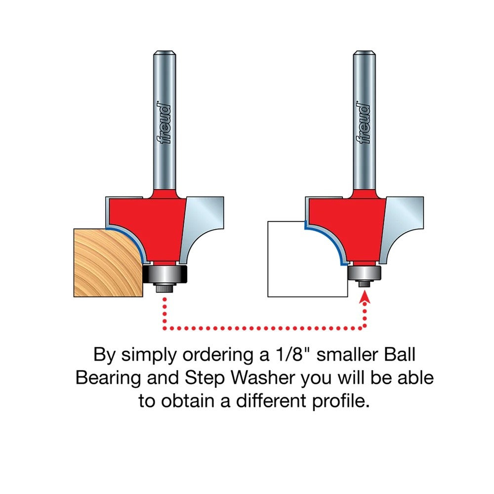 Freud Quadra-Cut Round Over Router Bits 1/4in Shank