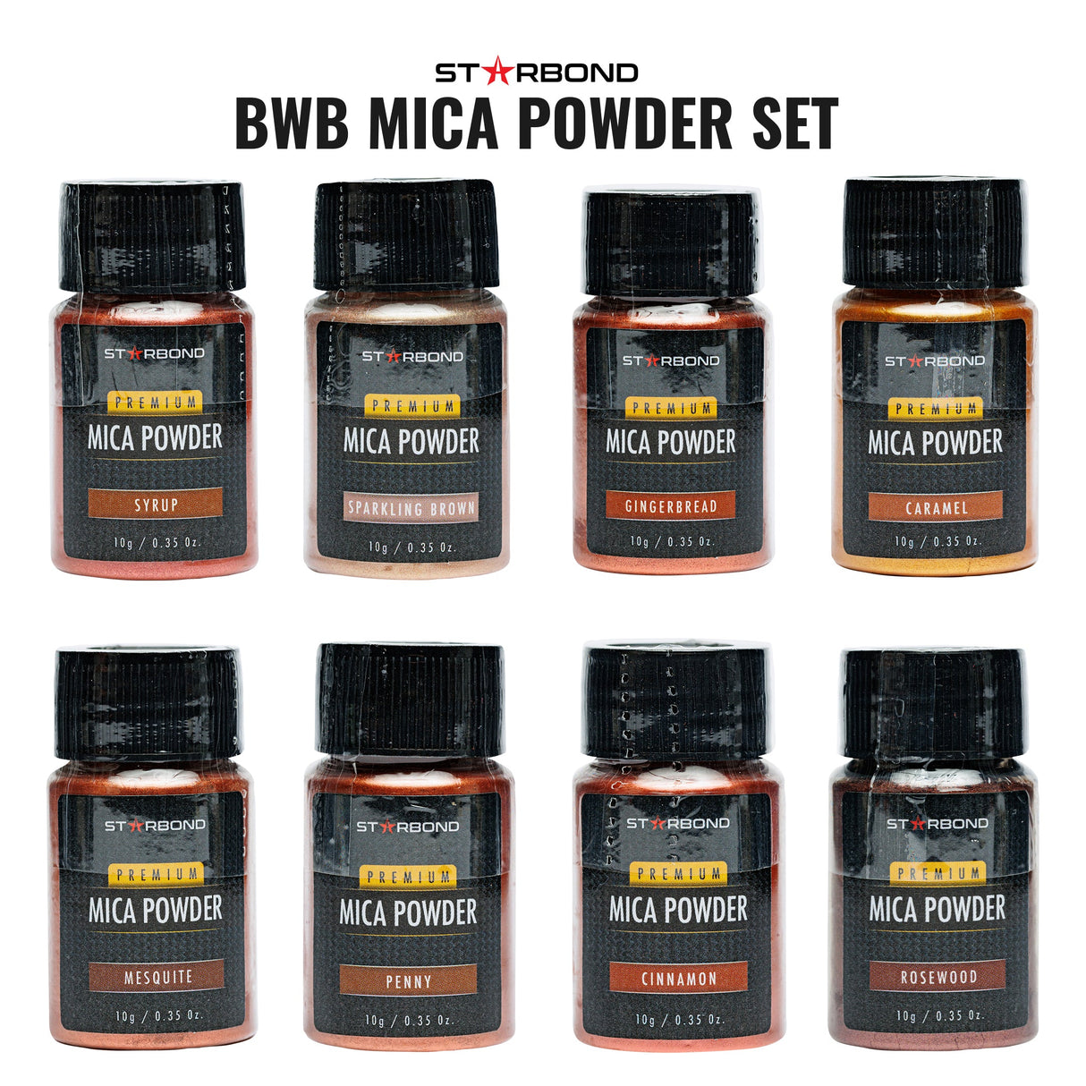 Starbond Black, White & Brown Mica Powder Pigment Set of 24 Colours 10g