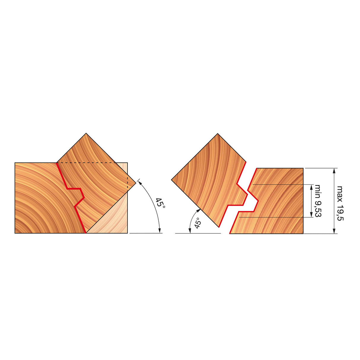 Freud Lock Mitre Router Bit Set 22.5 Degree Angle 1/2in Shank