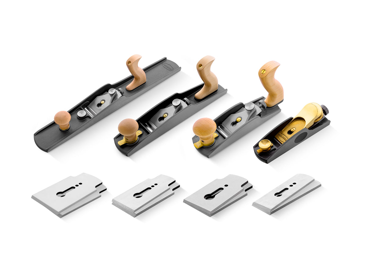 Melbourne Tool Company Low Angle Block, Jack, Smoothing & Jointing Hand Plane Set Plus Blades