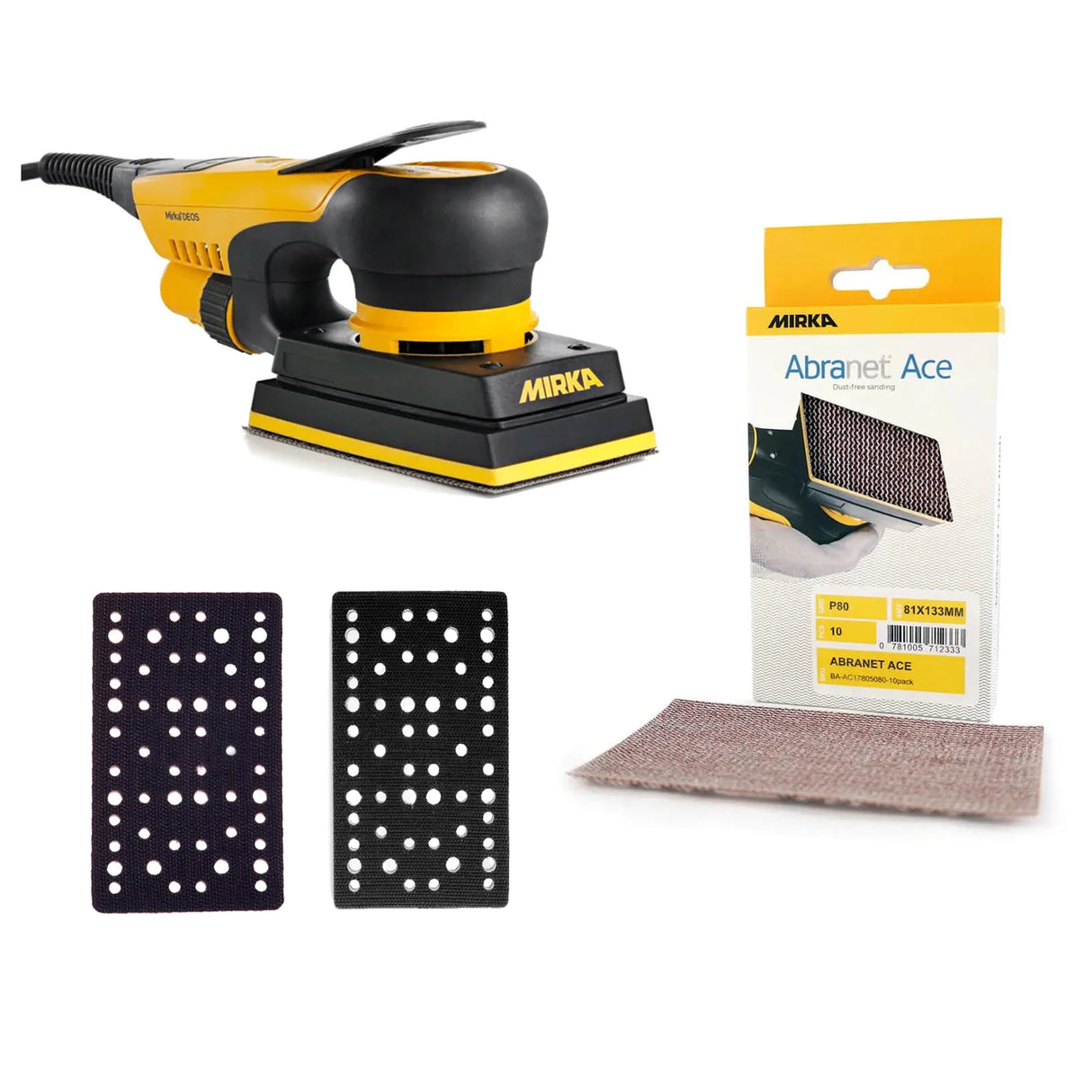 Mirka DEOS Rectangular Orbital Sander 133 x 81mm Bundle