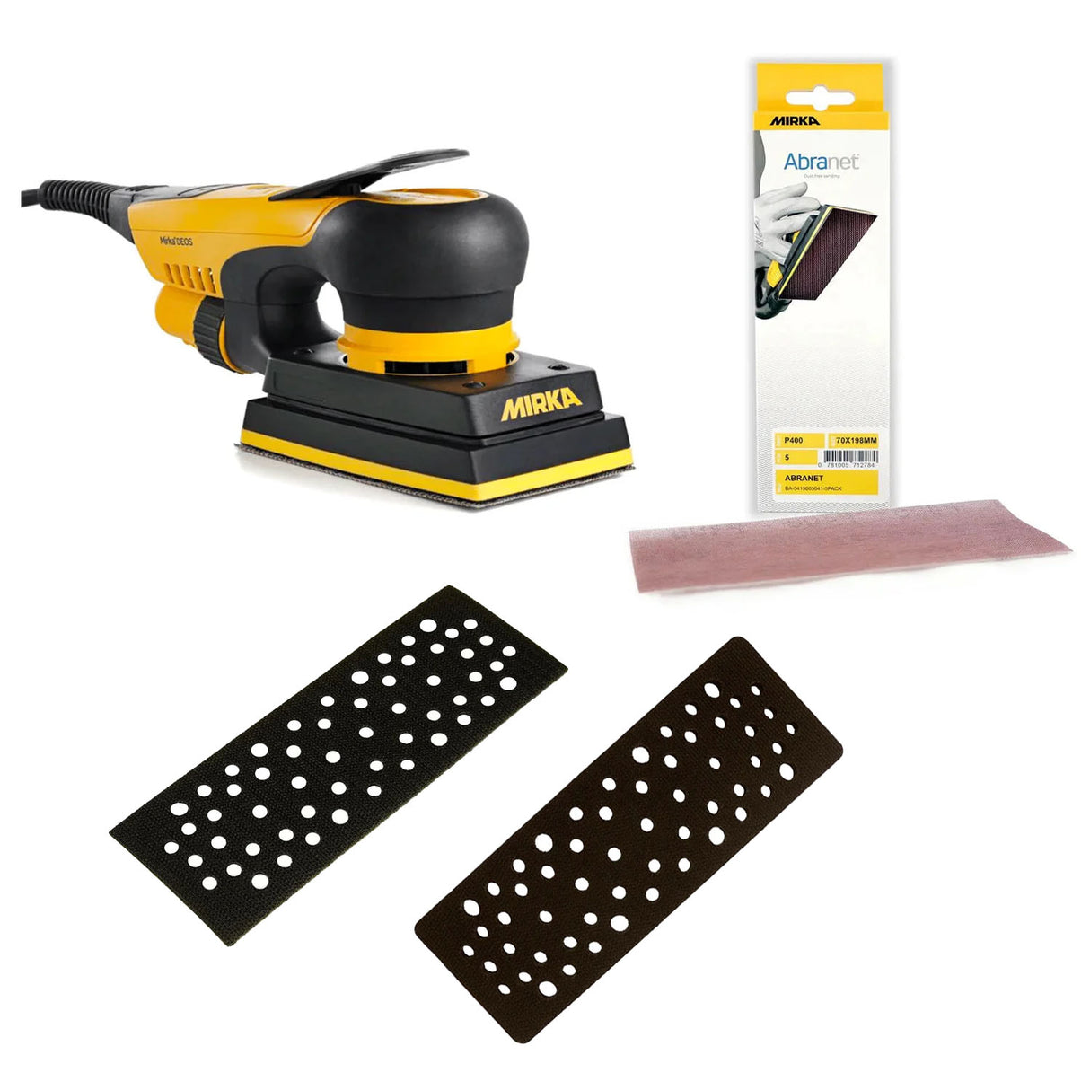 Mirka DEOS Rectangular Orbital Sander 198 x 70mm Bundle