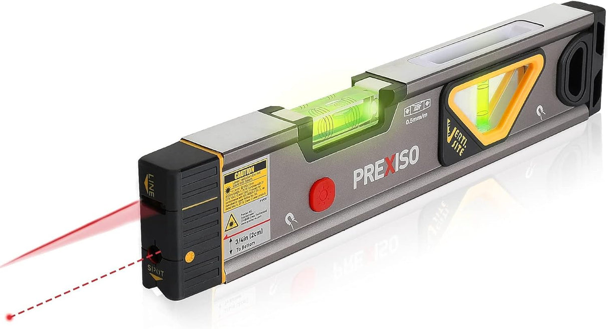 Prexiso 12in Line & Point Laser Spirit Level Magnetic Battery Powered