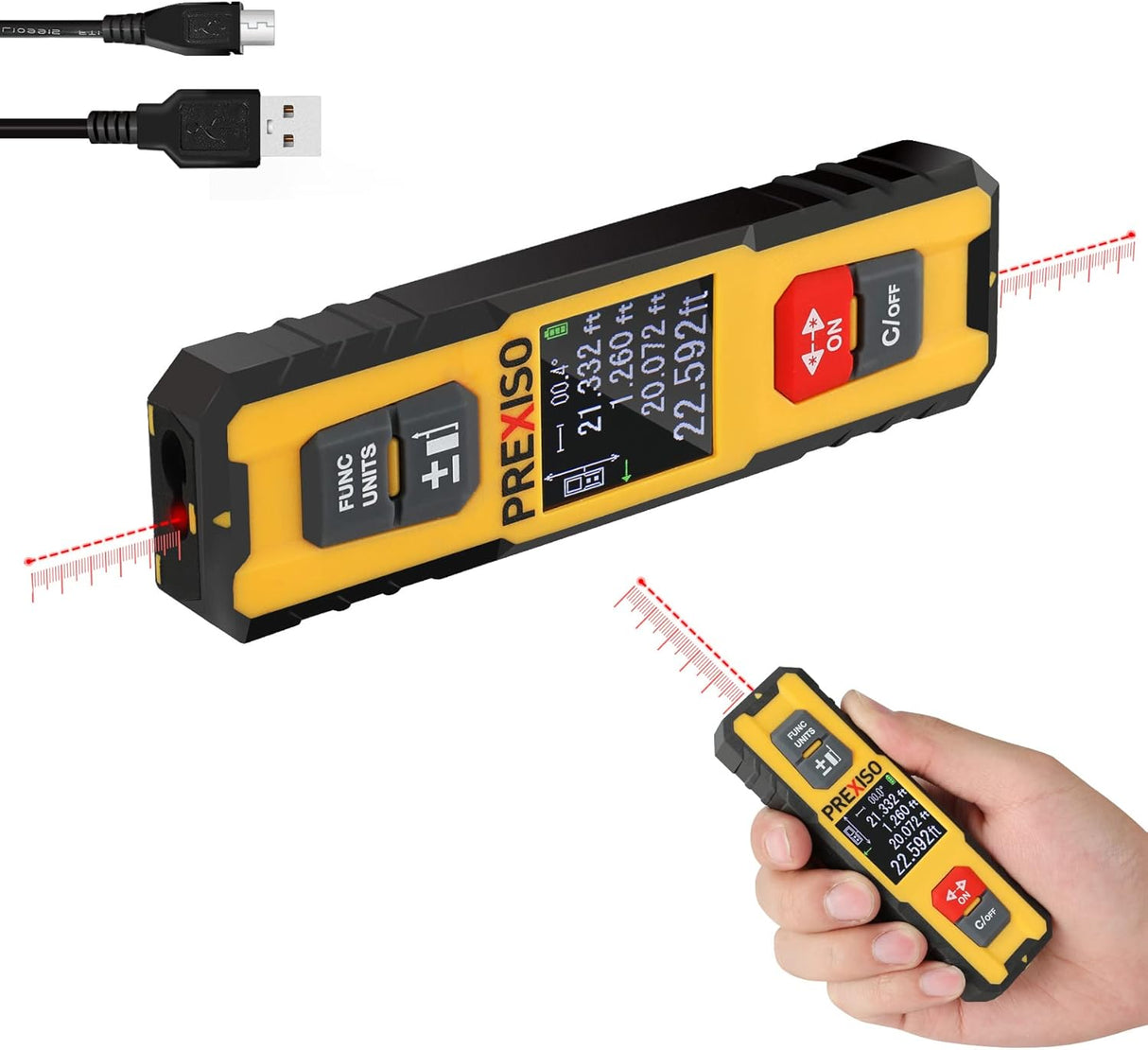 Prexiso Bi-Directional Laser Measure 70m Metric/Imperial Rechargeable