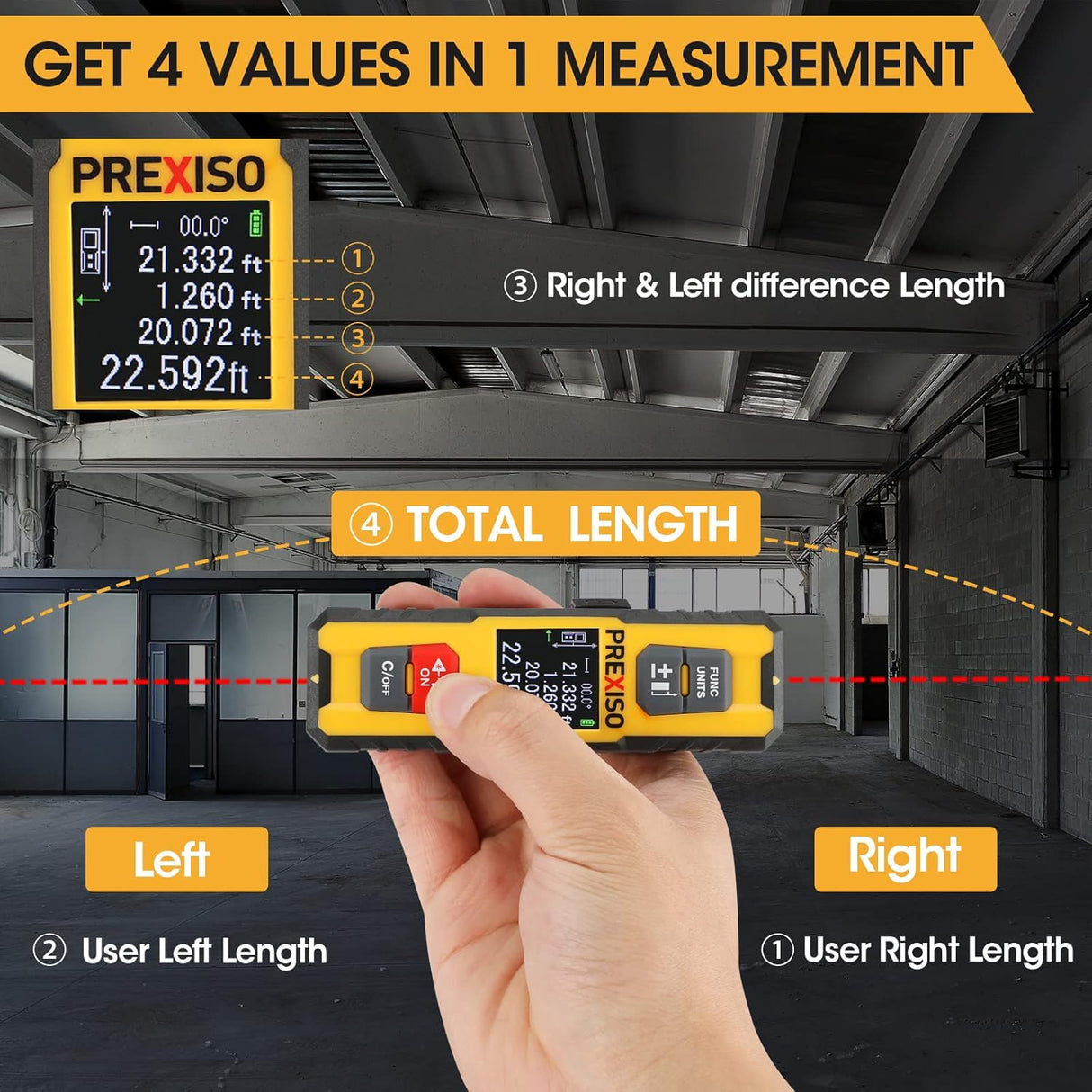 Prexiso Bi-Directional Laser Measure 70m Metric/Imperial Rechargeable