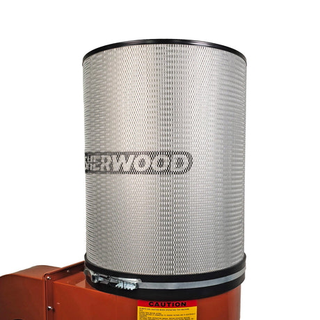 Sherwood 2HP Dust Extractor Single Stage Dust Collection 1500CFM with HEPA Pleated Filter Cartridge