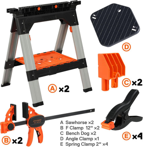 Pony Jorgensen 2-Piece Clamping Sawhorse includes Clamps & Bench Dogs