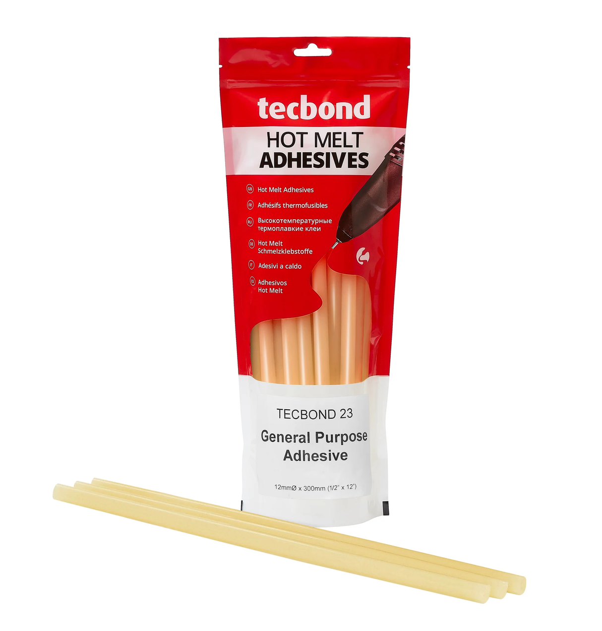 Power Adhesives Tecbond 23 General Purpose Hot Melt Glue Sticks 12 x 300mm Pack of 10