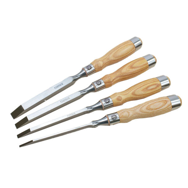 Narex Set of 4 Richter Cryogenic Steel Mortice Chisels with Ash Handles