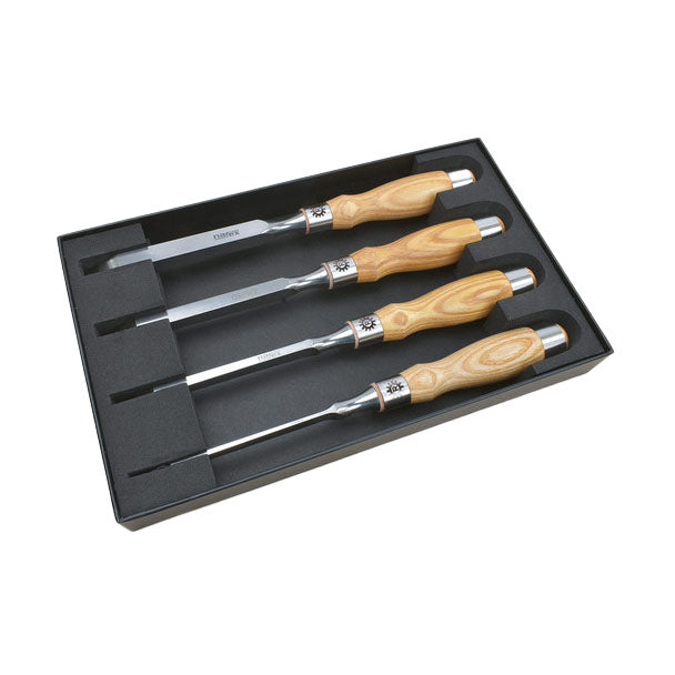 Narex Set of 4 Richter Cryogenic Steel Mortice Chisels with Ash Handles