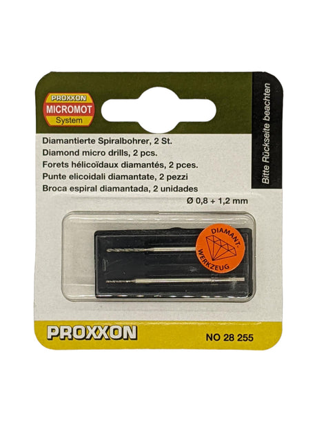 PROXXON Diamond Twist Drill Bits 0.8mm & 1.2mm Pack of 2 Suits MICROMOT System Tools