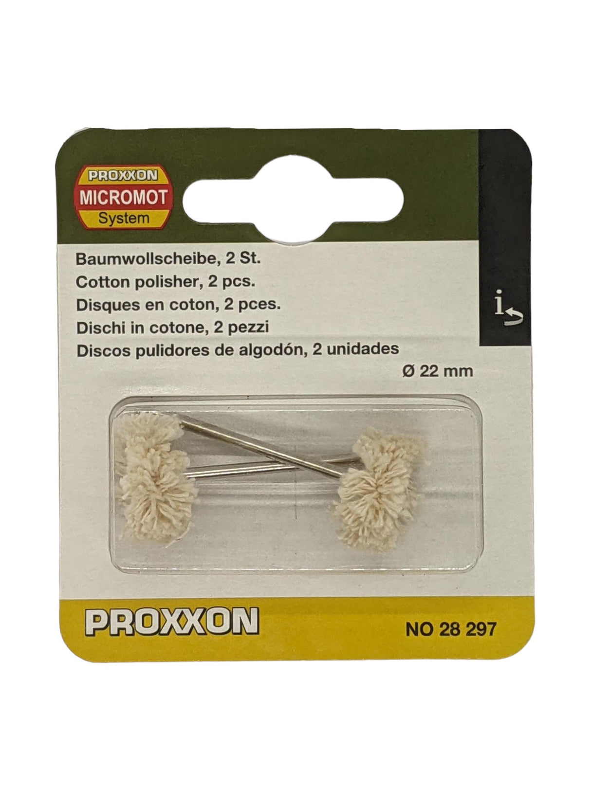 PROXXON 22mm Cylindrical Cotton Polishers Pack of 2 Suits MICROMOT System Tools