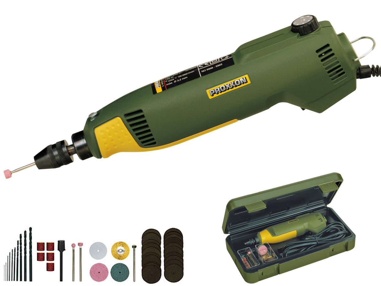 PROXXON MICROMOT FBS-240/E Precision Rotary Tool Kit Corded 100W for Drilling & Grinding