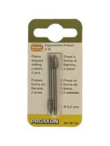 PROXXON Milling Bits 6mm Tungsten Vanadium Flame Pack of 2