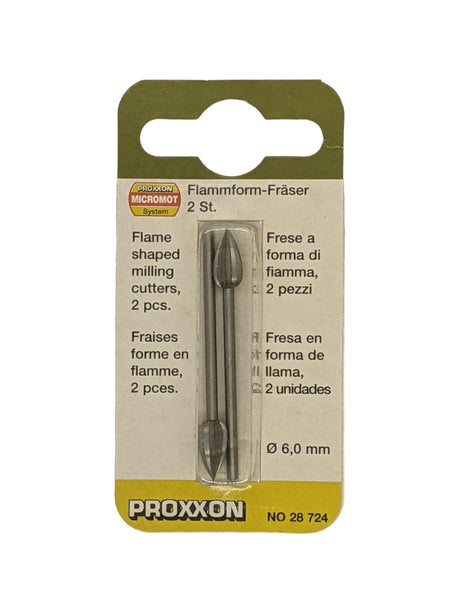 PROXXON Milling Bits 6mm Tungsten Vanadium Flame Pack of 2