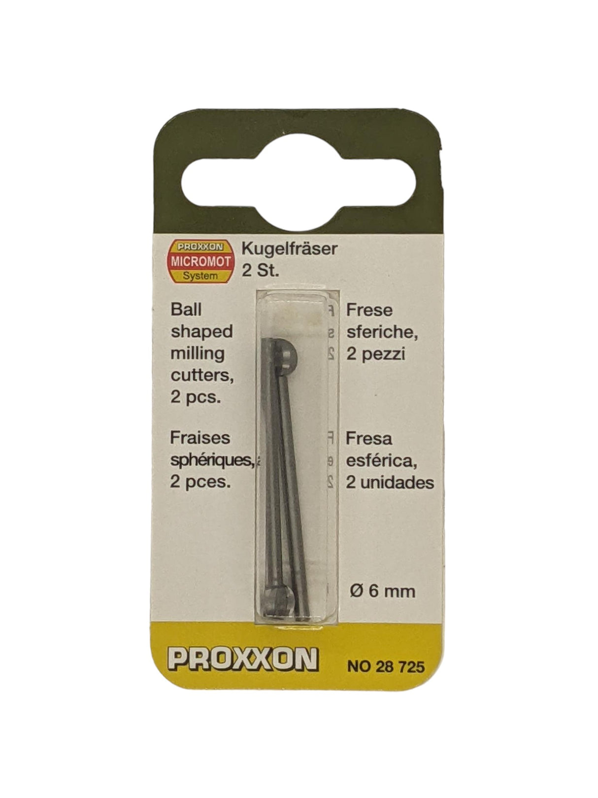 PROXXON Milling Bits 6mm Tungsten Vanadium Ball Pack of 2