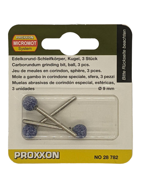 PROXXON Grinding Bits 9mm Ball Corundum Pack of 3