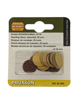 PROXXON Pack of 20 Corundum Sanding Discs 18mm for Rotary Tools