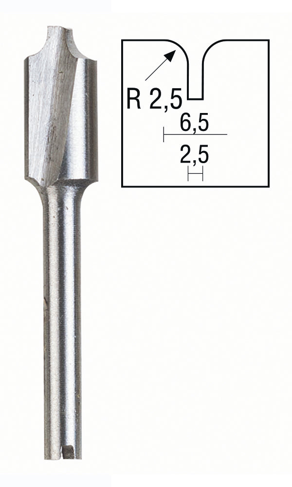 PROXXON Router Bit 6.5/2.5mm Curved V-slot Cutter For Micro Shaper